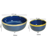 Luxurious Blue & Gold 7-Piece Ceramic Dessert & Pudding Bowl Set | Elegant Gift Box Packaging